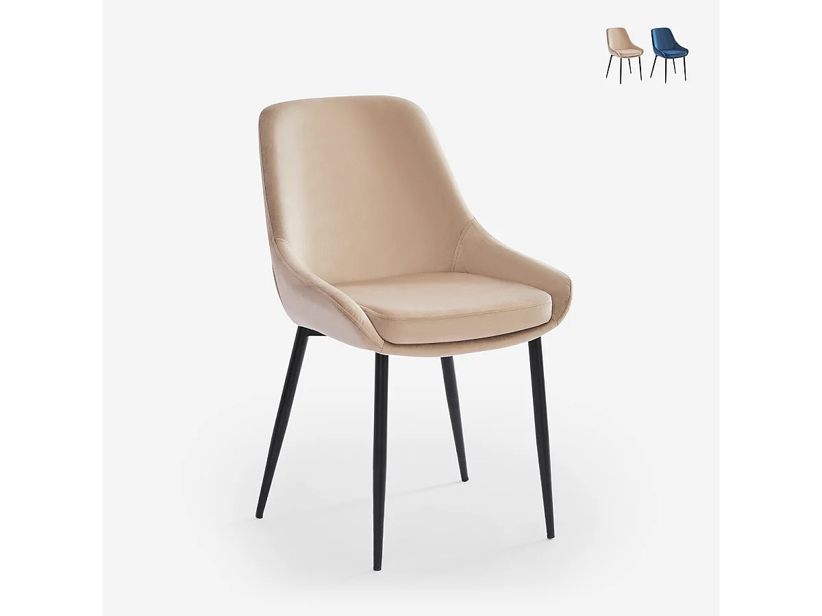 Stuhl gepolstert modern aus Samt für Küche Esszimmer Jarva - Beige