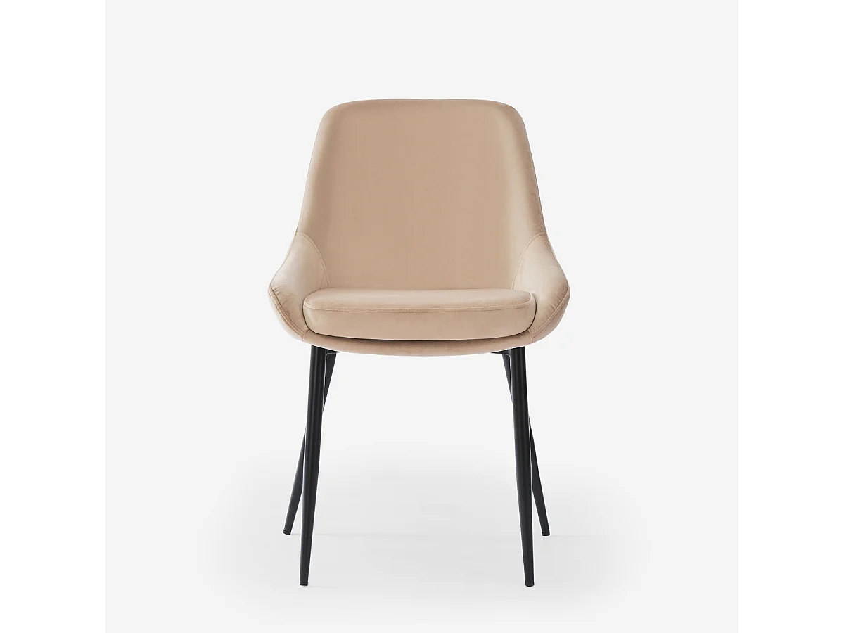 Stuhl gepolstert modern aus Samt für Küche Esszimmer Jarva - Beige