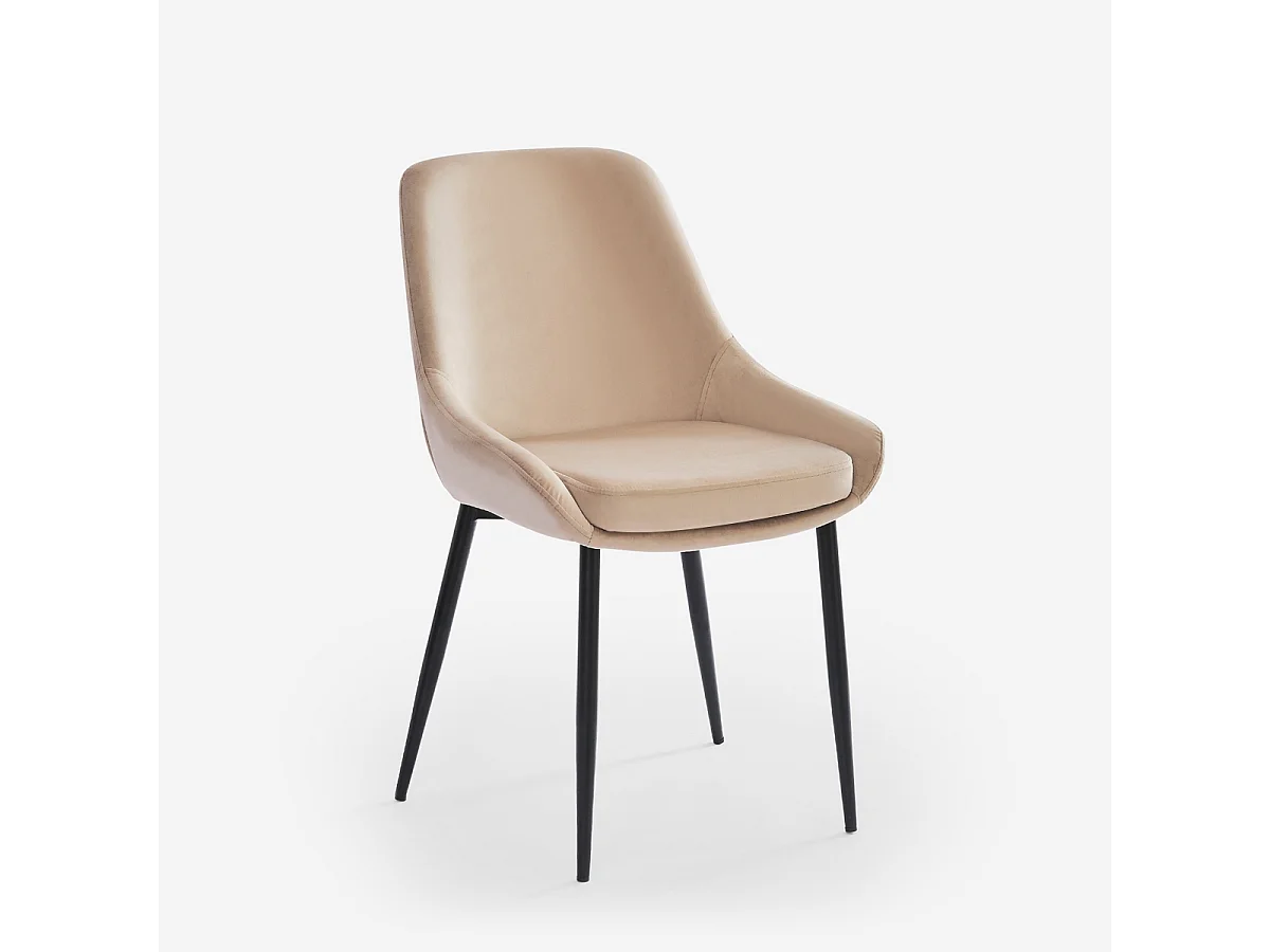 Stuhl gepolstert modern aus Samt für Küche Esszimmer Jarva - Beige