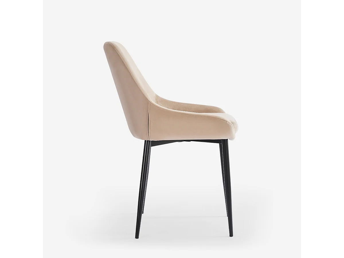 Stuhl gepolstert modern aus Samt für Küche Esszimmer Jarva - Beige