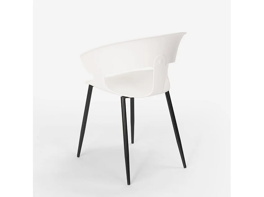 Stuhl im modernen Design aus Metall und Polypropylen für Küche Bar Restaurant Evelyn - Weiß