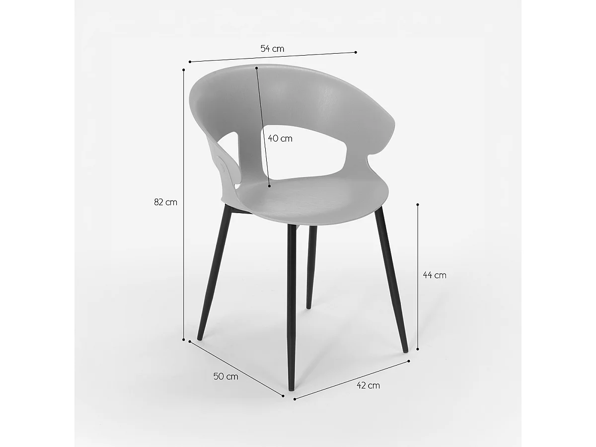 Stuhl im modernen Design aus Metall und Polypropylen für Küche Bar Restaurant Evelyn - Weiß