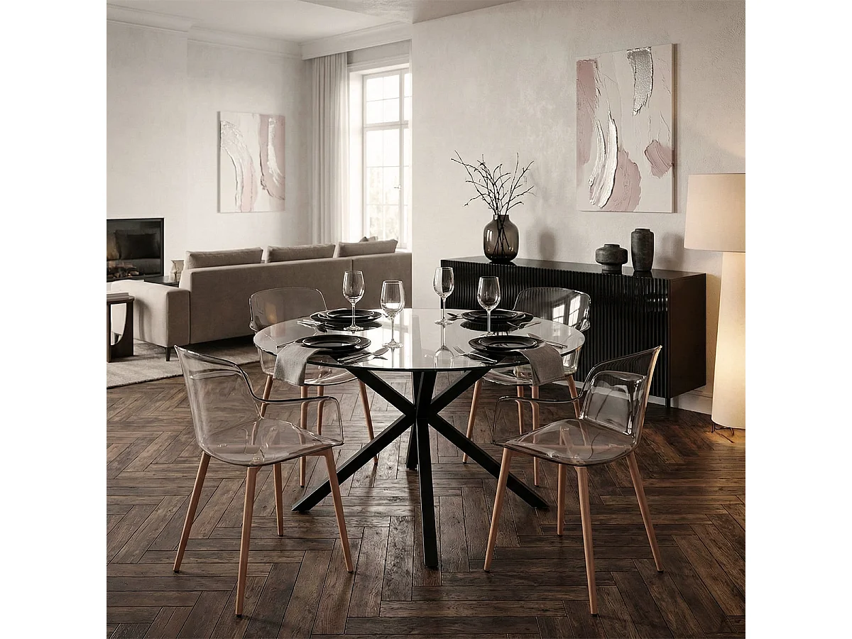Chaise de salon et cuisine transparente avec accoudoirs Suntree - bois neutre