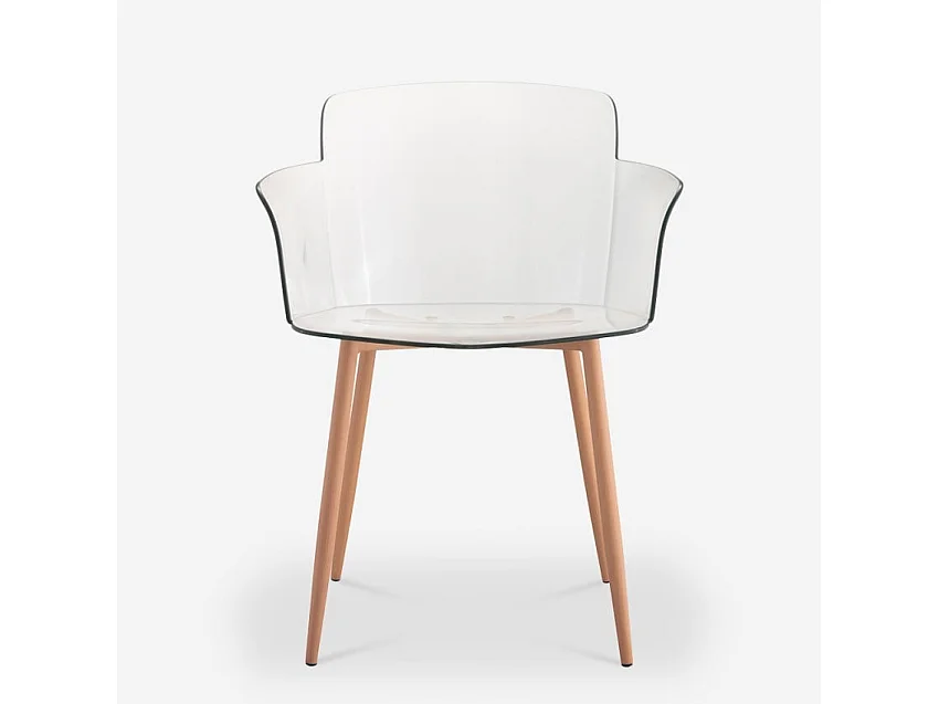 Chaise de salon et cuisine transparente avec accoudoirs Suntree - bois neutre
