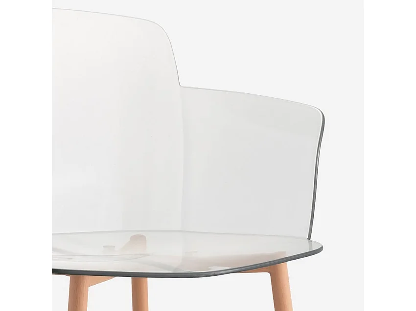 Chaise de salon et cuisine transparente avec accoudoirs Suntree - bois neutre