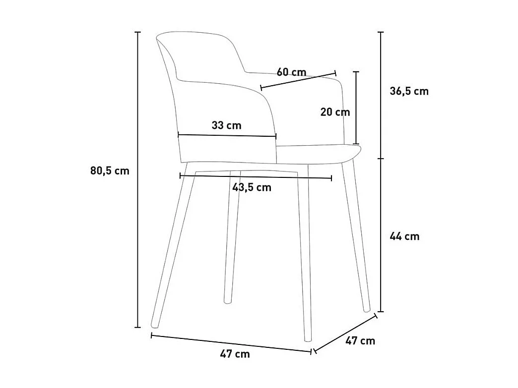 Chaise de salon et cuisine transparente avec accoudoirs Suntree - bois neutre