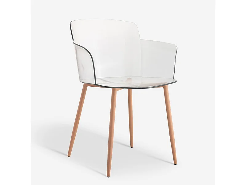 Chaise de salon et cuisine transparente avec accoudoirs Suntree - bois neutre