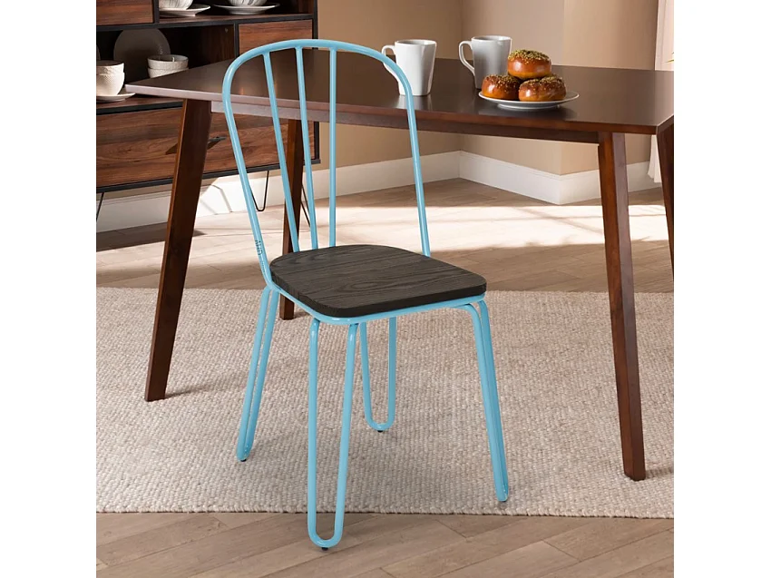 Stuhl für bar- und küche aus stahl im industriestil Ferrum - Hellblau