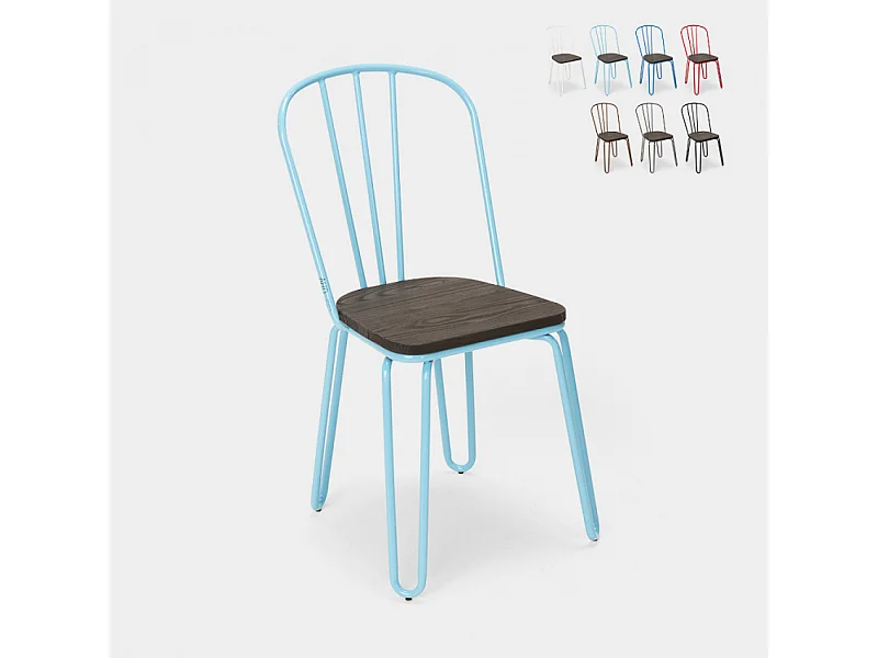 Stuhl für bar- und küche aus stahl im industriestil Ferrum - Hellblau