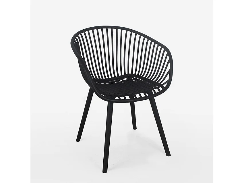 Sedia moderna con braccioli per sala da pranzo cucina giardino Philis - Nero