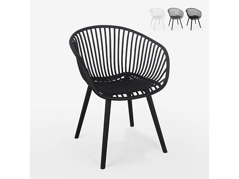 Moderner Stuhl mit Armlehnen für Esszimmer, Garten, Küche Philis - Schwarz