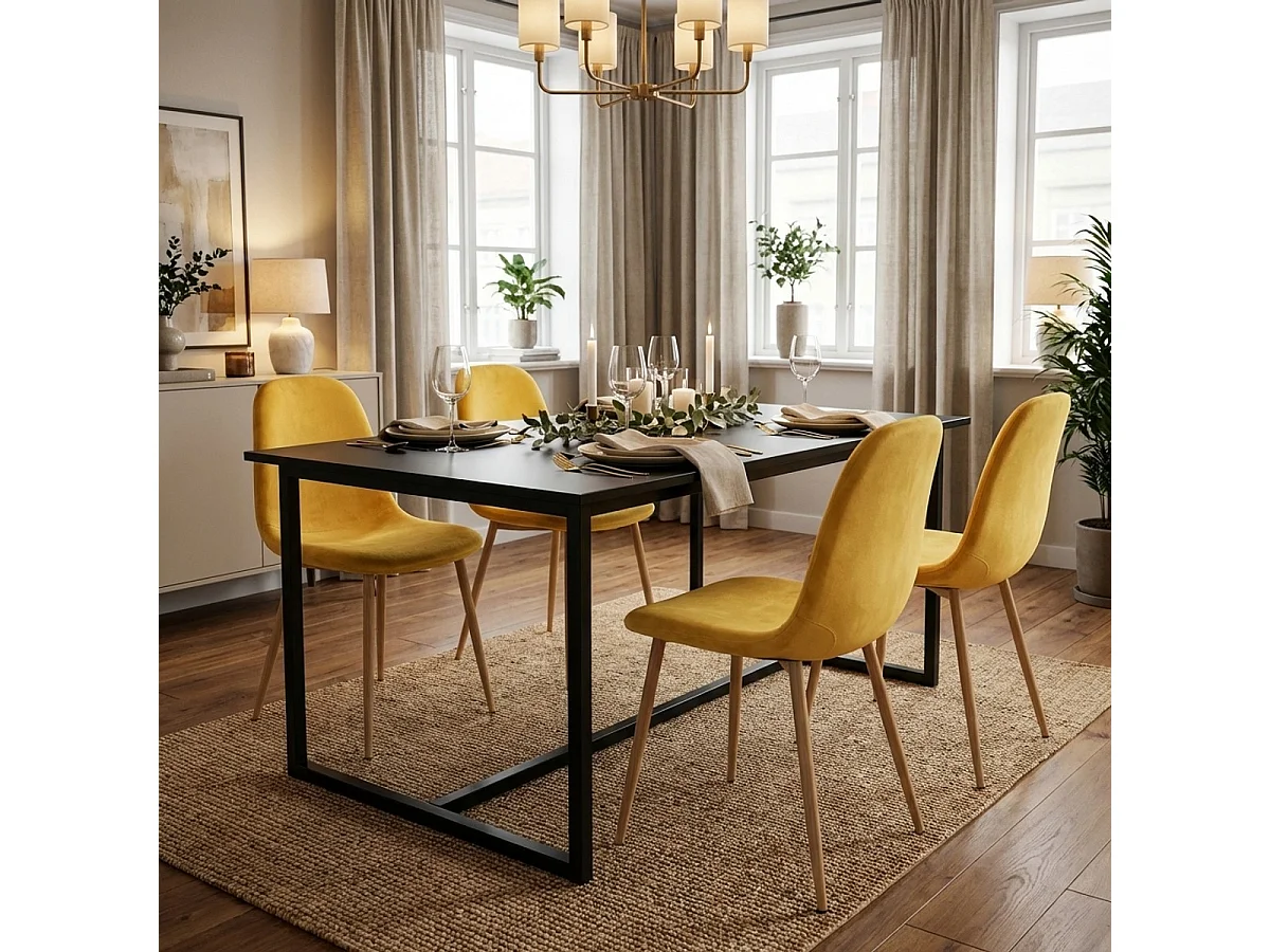 Sedia design nordico gambe legno tessuto cucina bar ristorante Salmon - Giallo