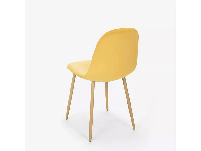 Sedia design nordico gambe legno tessuto cucina bar ristorante Salmon - Giallo