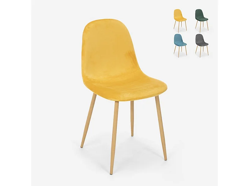 Silla de diseño nórdica madera tela cocina bar restaurante Salmon - Amarillo