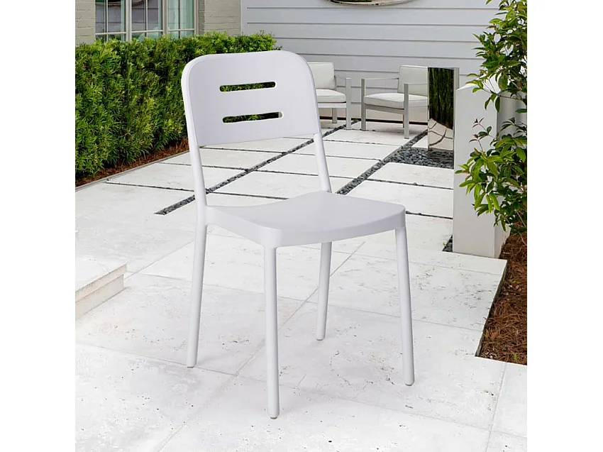 Silla de diseño moderno de polipropileno para bar, cocina, restaurante y jardín Mose - Blanco