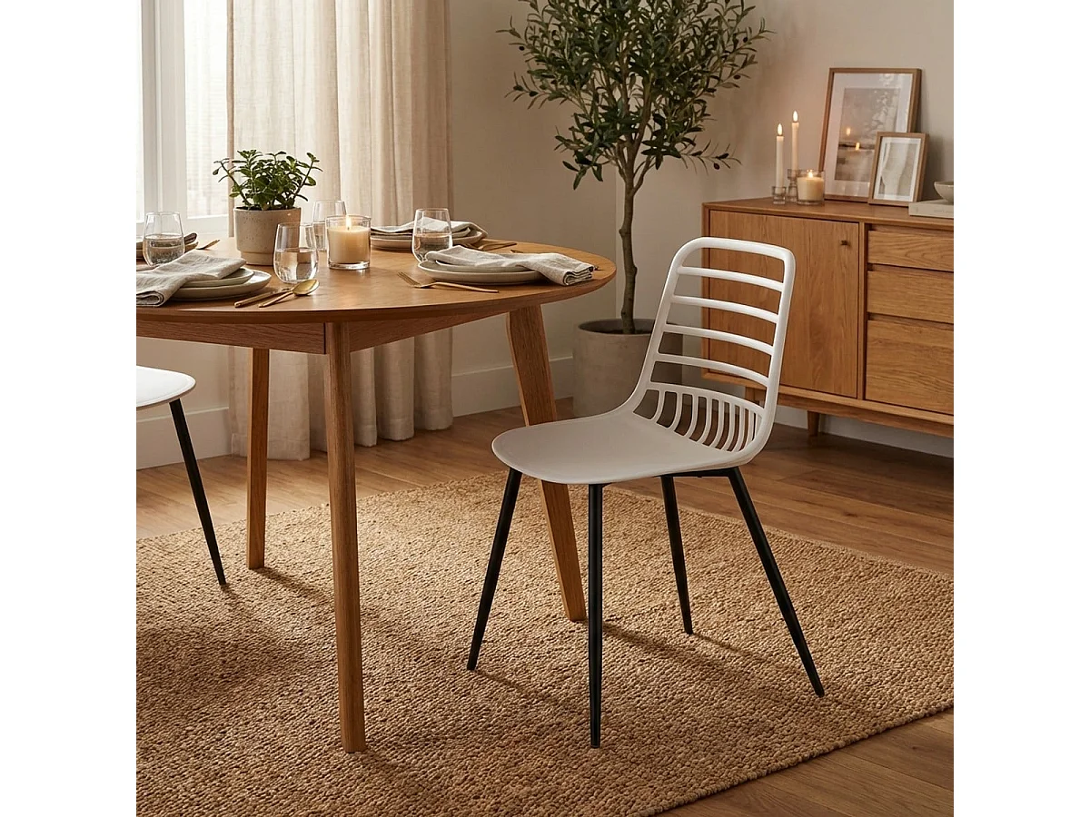 Moderne Stühle aus Polypropylen für Küche, Esszimmer, Bar Lenny - Weiß