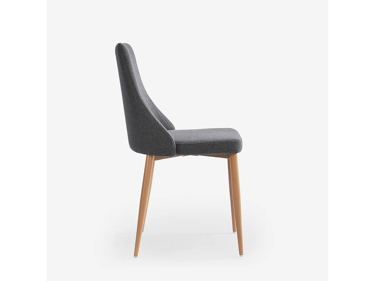 Stuhl gepolstert modern aus Stoff für Esszimmer und Küche Sirka - Dunkel Grau