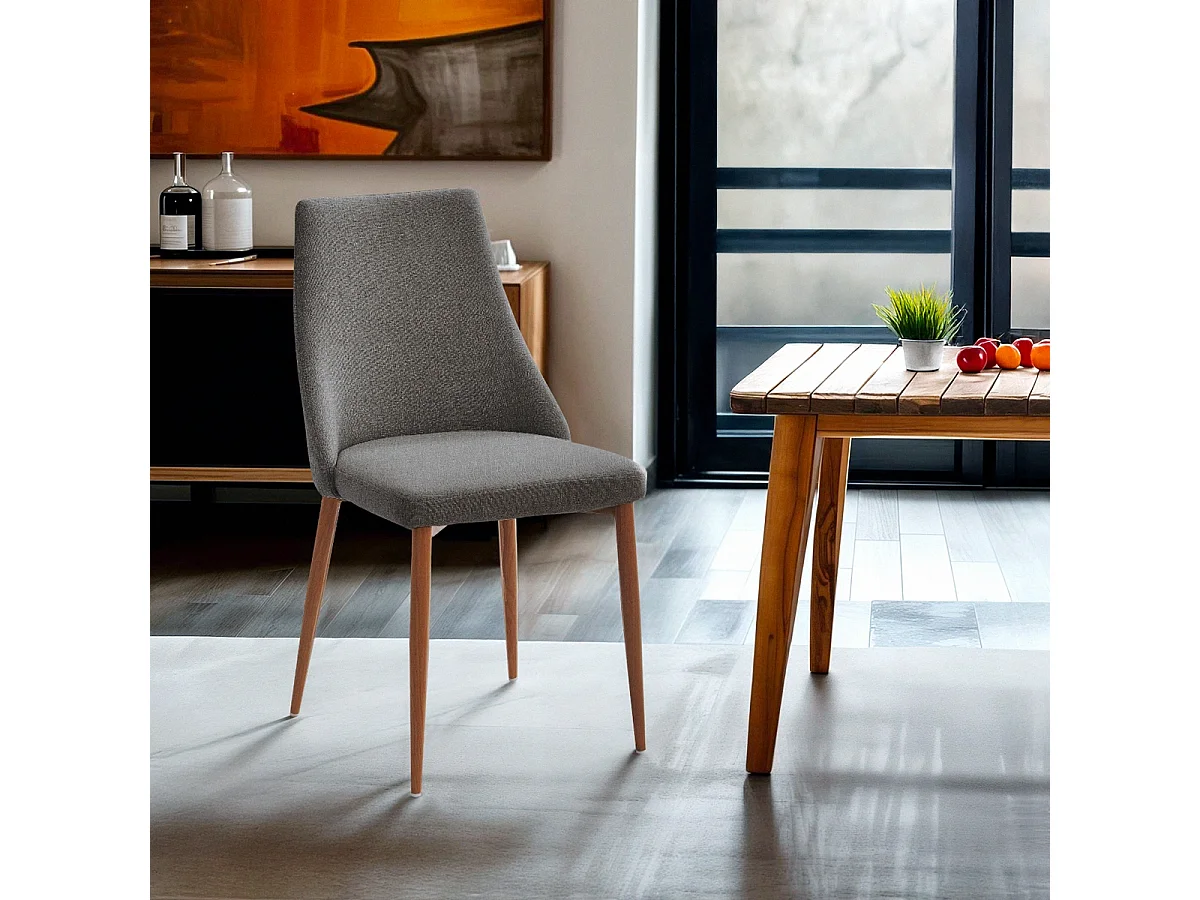 Stuhl gepolstert modern aus Stoff für Esszimmer und Küche Sirka - Dunkel Grau