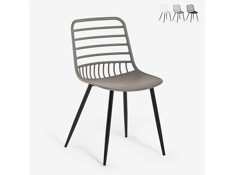 Sedie moderne cucina sala da pranzo bar ristorante polipropilene Lenny - Grigio
