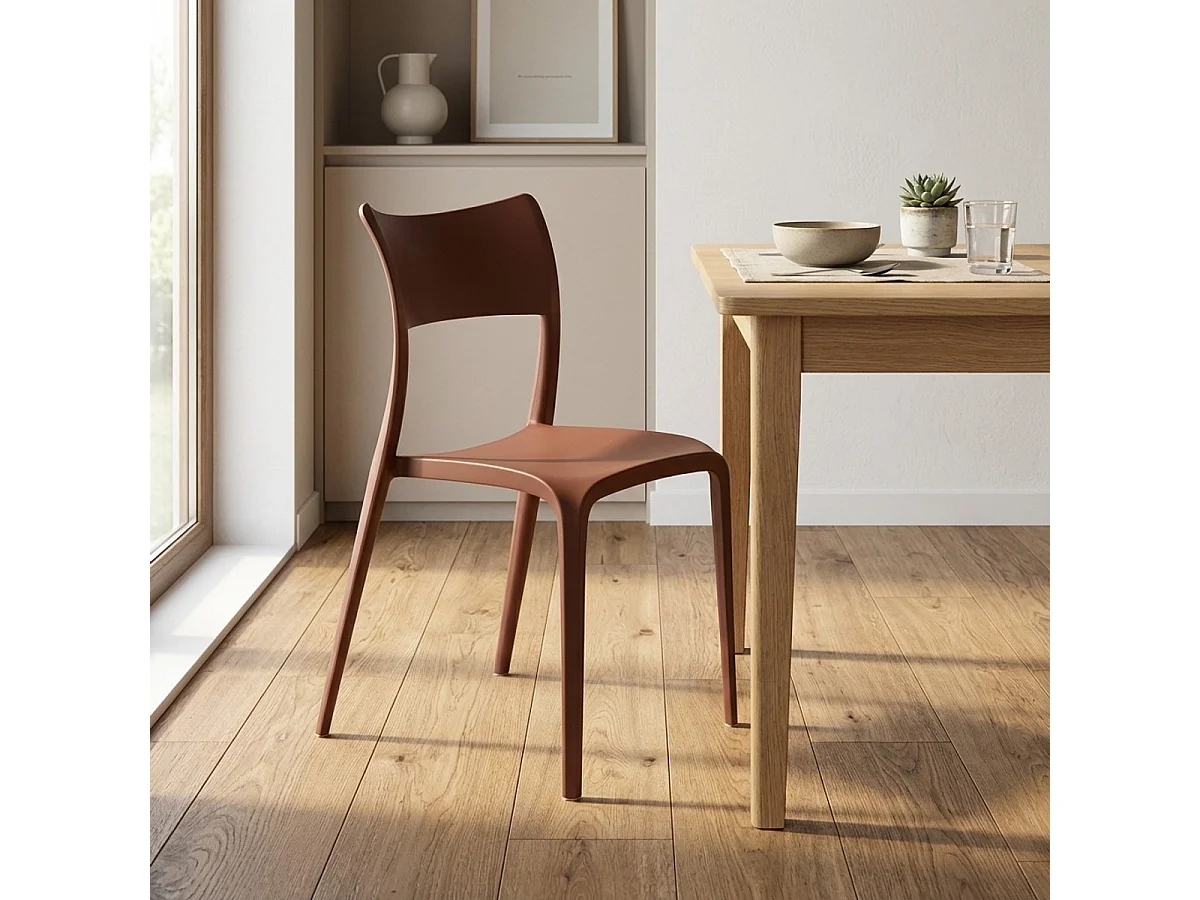 Silla de Polipropileno para Cocina Bar Restaurante y Jardín Parisienne - Marrón