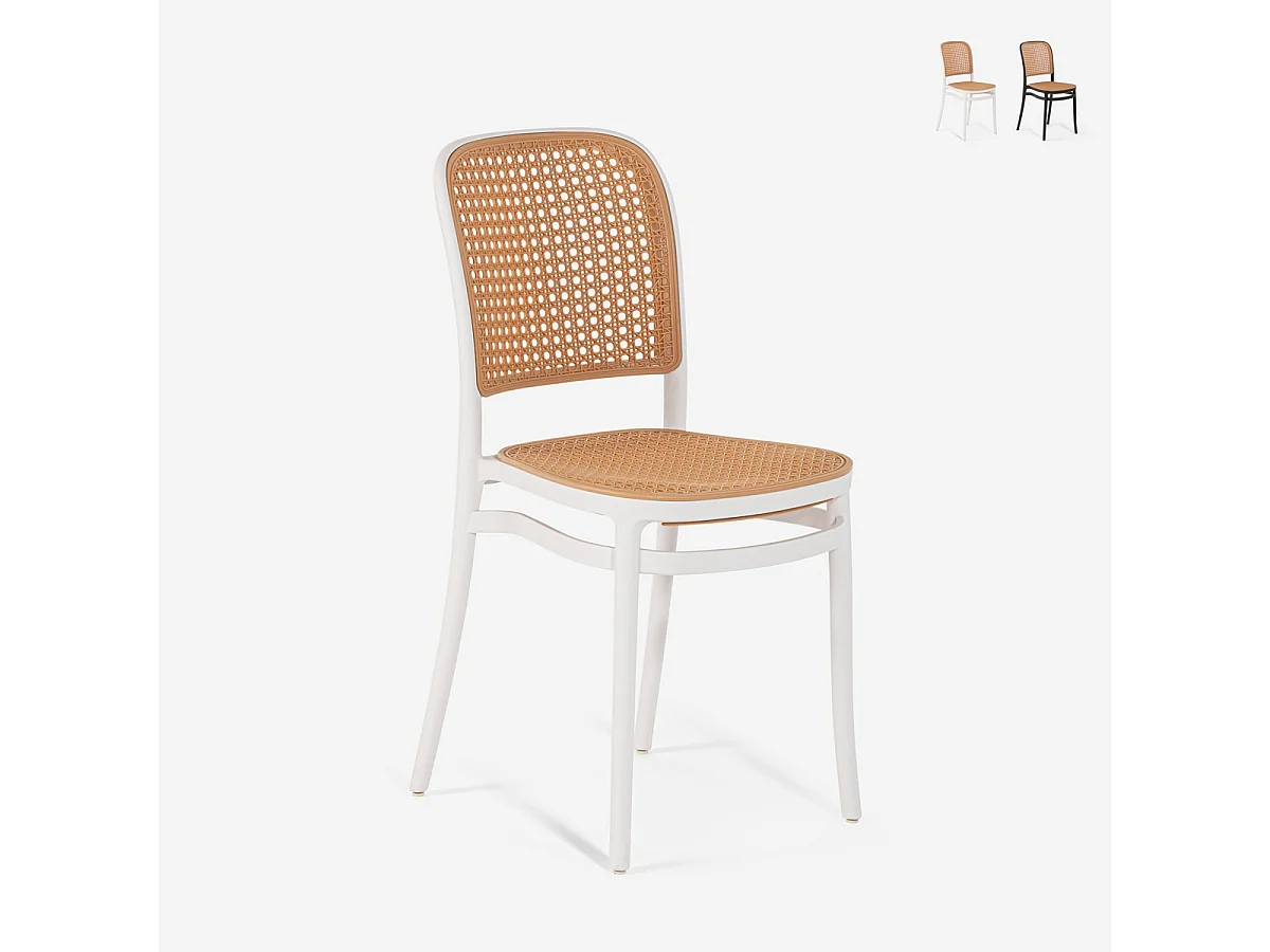 Sedia da cucina ristorante esterno impilabile in stile classico Vihmin - Bianco