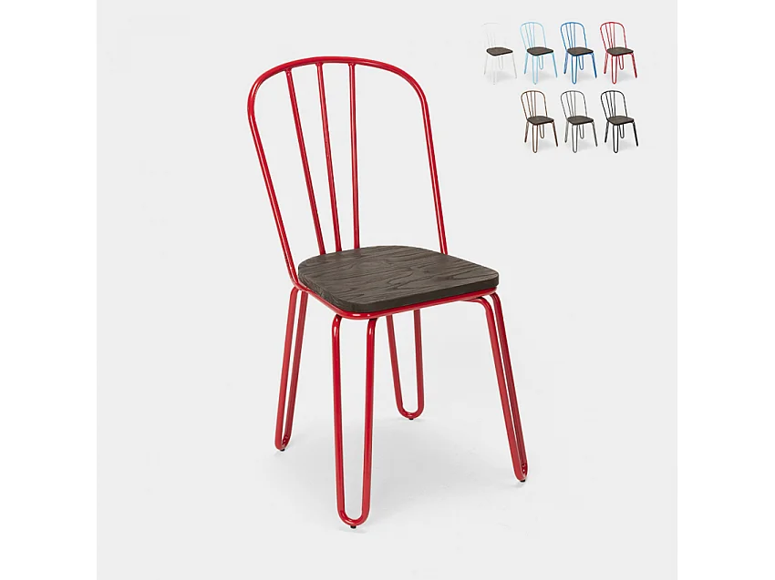 Stuhl für bar- und küche aus stahl im industriestil Ferrum - Rot