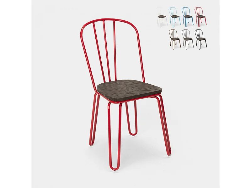 sillas de cocina de acero industrial para bar ferrum - Rojo