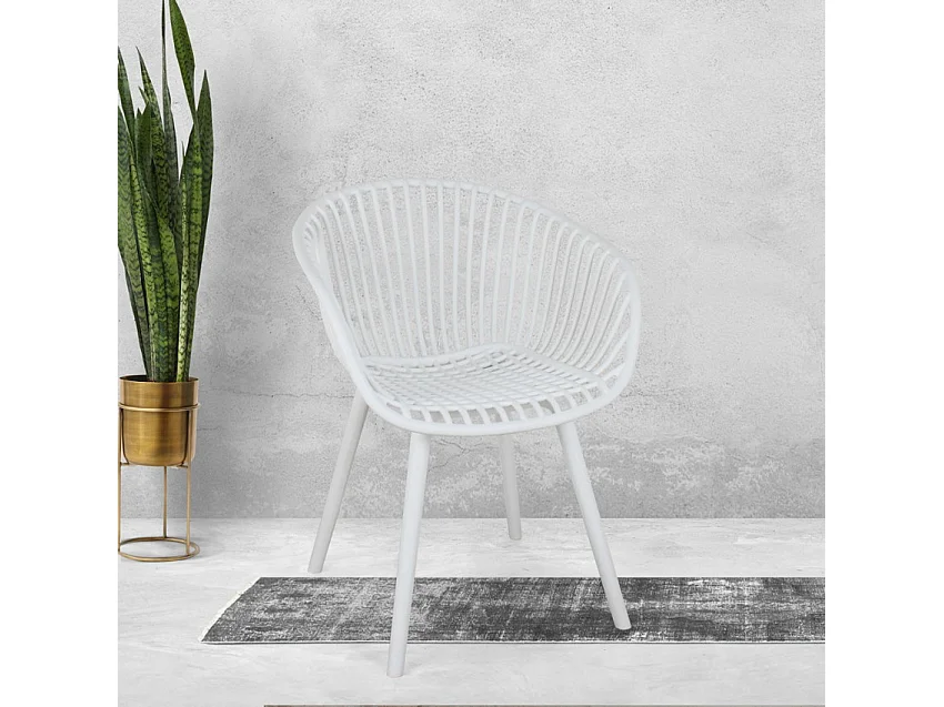 Sedia moderna con braccioli per sala da pranzo cucina giardino Philis - Bianco