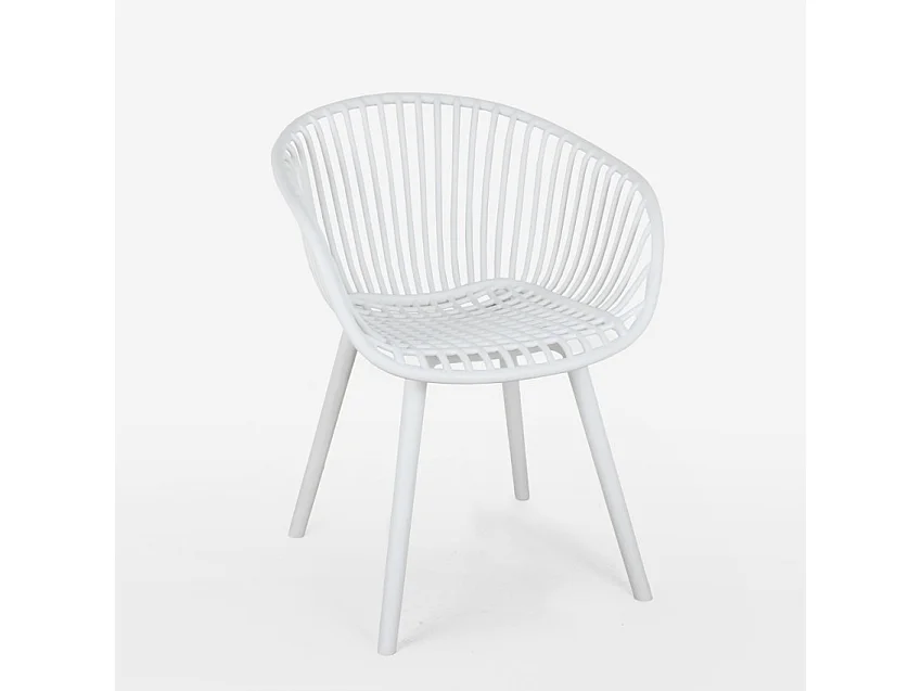Sedia moderna con braccioli per sala da pranzo cucina giardino Philis - Bianco