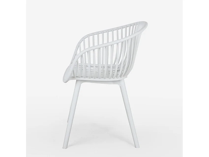 Sedia moderna con braccioli per sala da pranzo cucina giardino Philis - Bianco