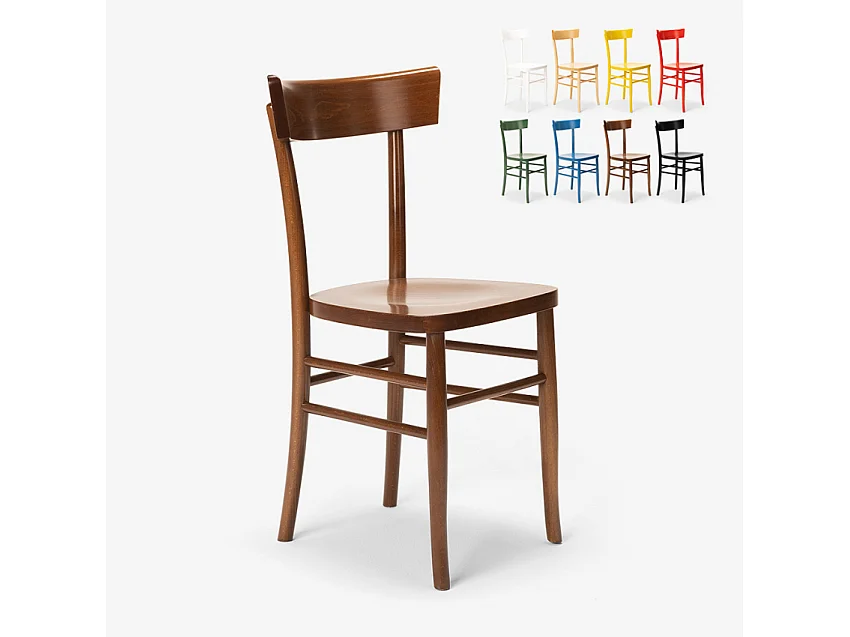 Sedia in legno classica rustica per sala da pranzo cucina bar ristorante Milano - Marrone