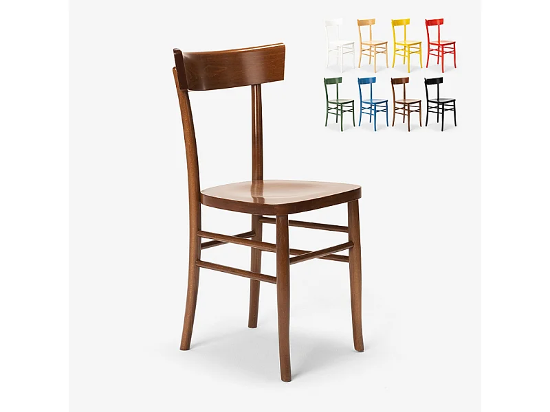 Sedia in legno classica rustica per sala da pranzo cucina bar ristorante Milano - Marrone