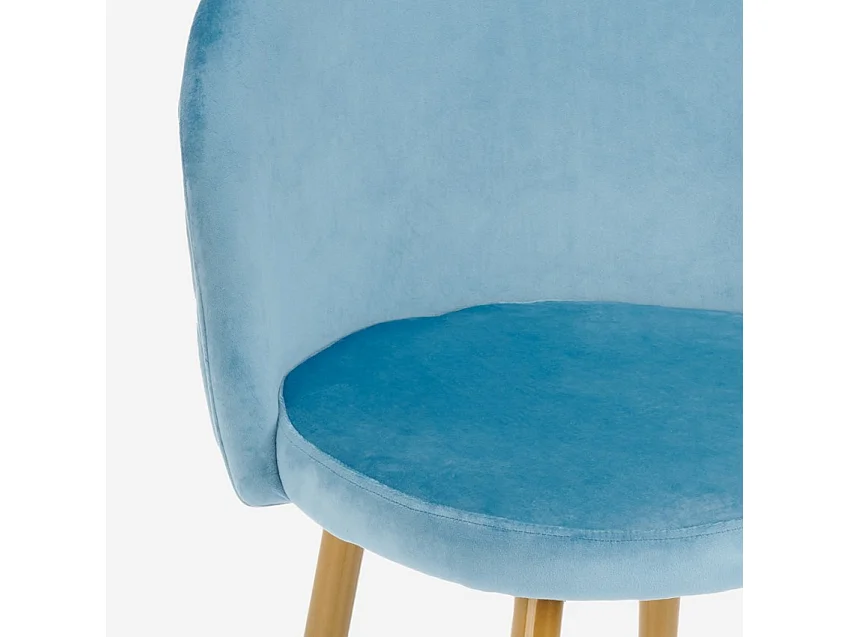 Silla moderna terciopelo cocina comedor sala patas doradas Bert - Azul