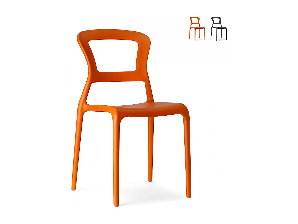 Silla apilable de diseño moderno para cocina, bar y restaurante Scab Pepper - Naranja