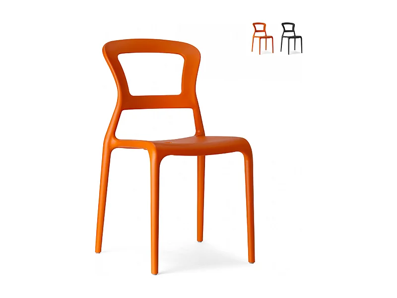 Silla apilable de diseño moderno para cocina, bar y restaurante Scab Pepper - Naranja