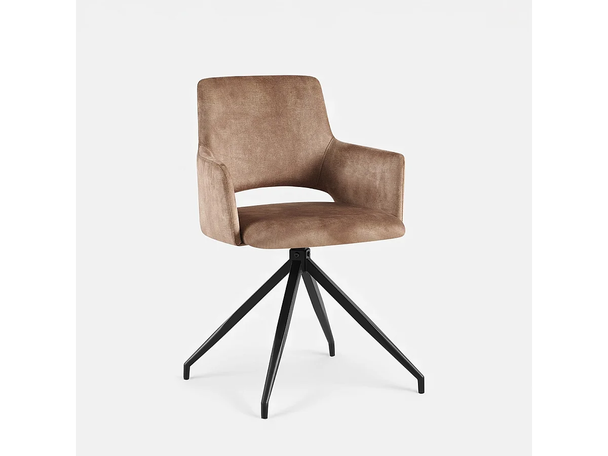 Sillón de tela efecto terciopelo con patas de metal Lysandra - Bronze