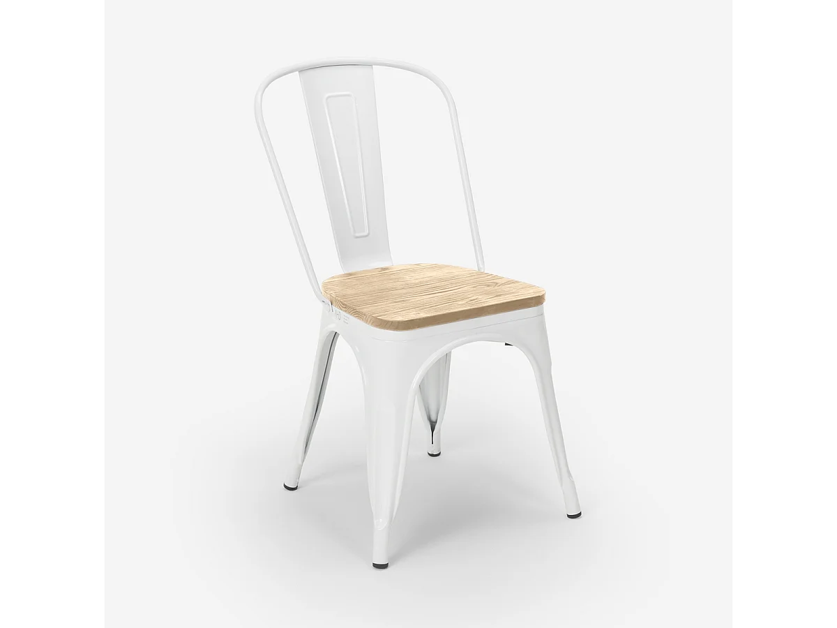 stuhl im industriestil design küche bar steel wood top light - Weiß
