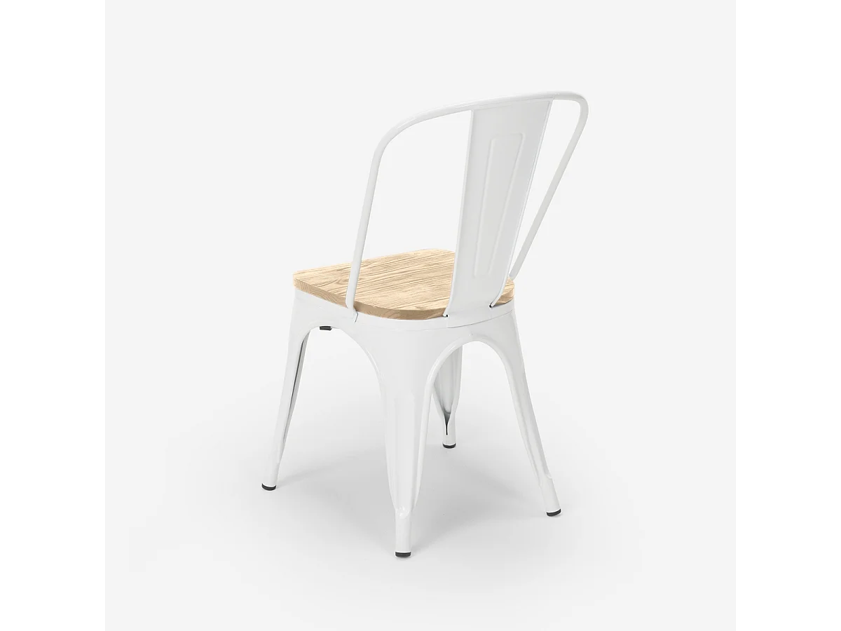 stuhl im industriestil design küche bar steel wood top light - Weiß