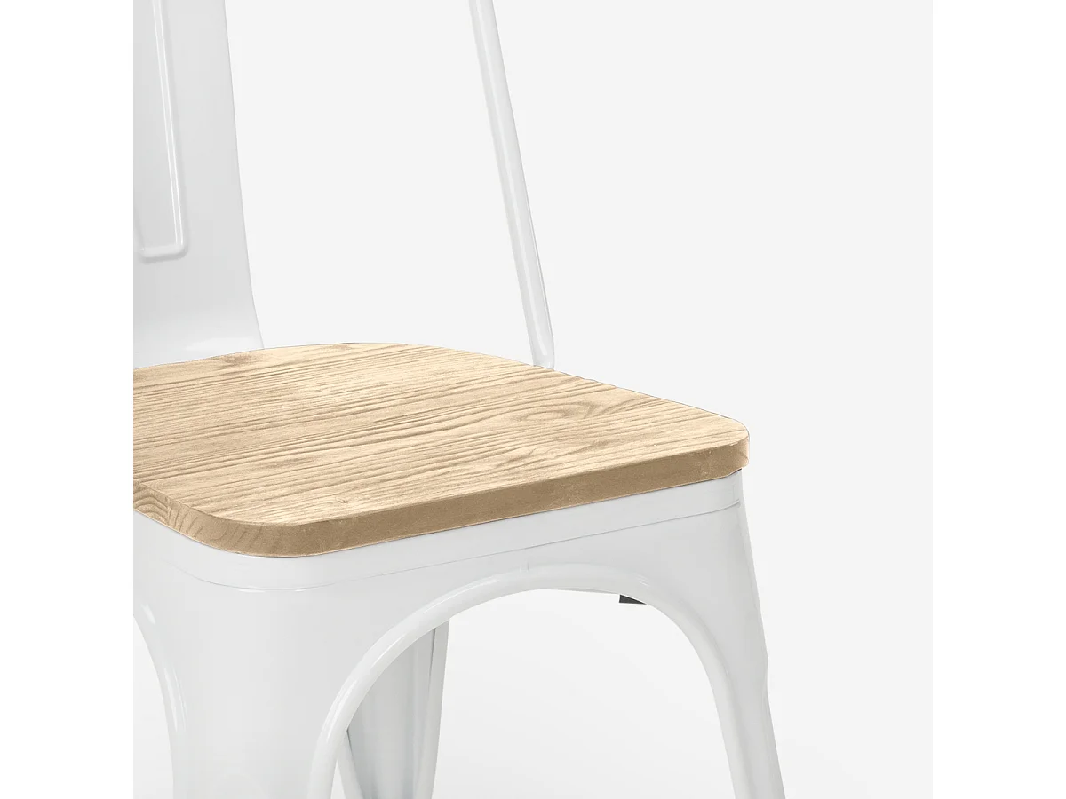 stuhl im industriestil design küche bar steel wood top light - Weiß