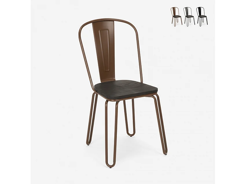 sillas de acero estilo de diseño industrial para bar y cocina ferrum one - Marrón