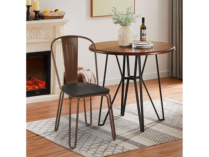 sillas de acero estilo de diseño industrial para bar y cocina ferrum one - Marrón