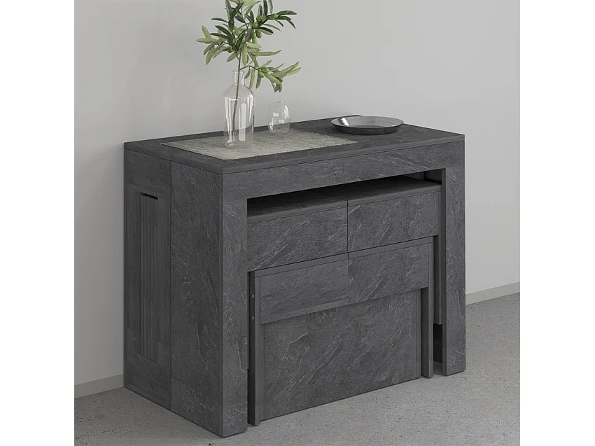 Juego de 2 bancos extensibles 66 - 290 cm para mesa de comedor Pratika A + B - Antracita