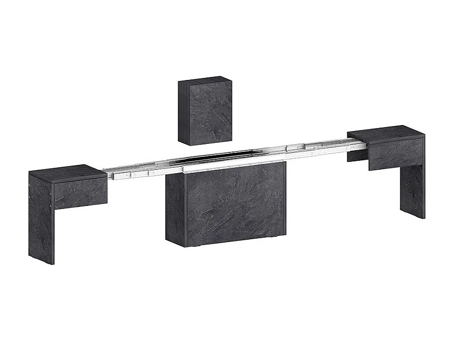 Juego de 2 bancos extensibles 66 - 290 cm para mesa de comedor Pratika A + B - Antracita