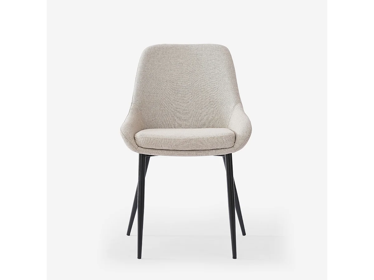 Silla moderna de cocina de tela con patas de metal color negro Piros - Beige