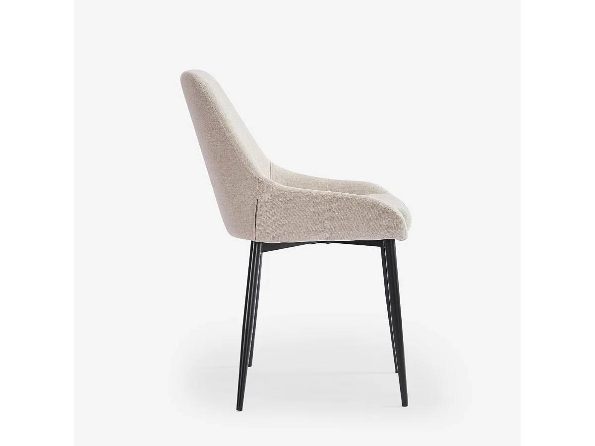 Silla moderna de cocina de tela con patas de metal color negro Piros - Beige