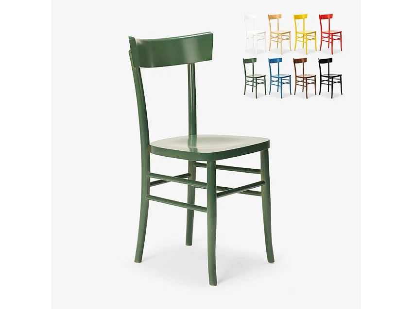 Silla de madera rústica clásica para comedor cocina bar restaurante Milano - Verde oscuro