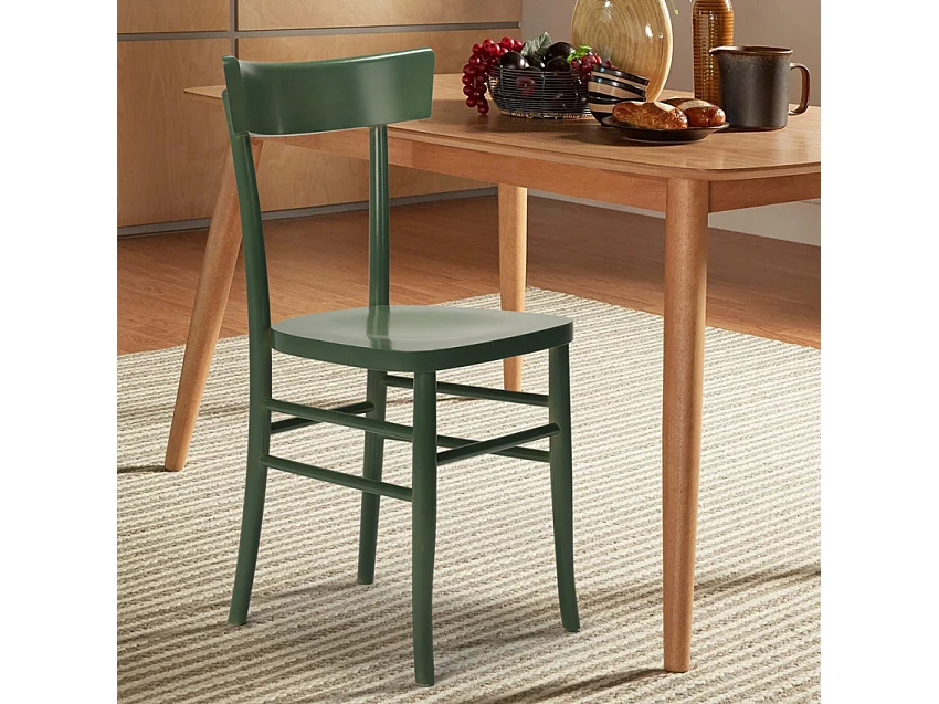 Silla de madera rústica clásica para comedor cocina bar restaurante Milano - Verde oscuro