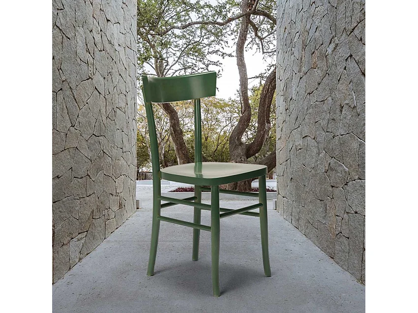 Silla de madera rústica clásica para comedor cocina bar restaurante Milano - Verde oscuro