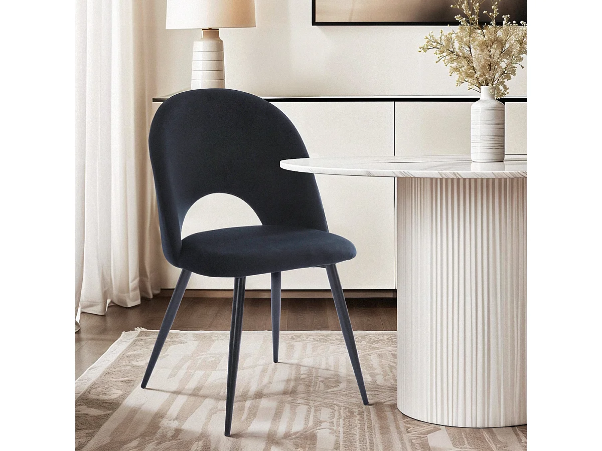 Stuhl modern aus Samt gepolstert Esszimmer Küche Zarda - Schwarz