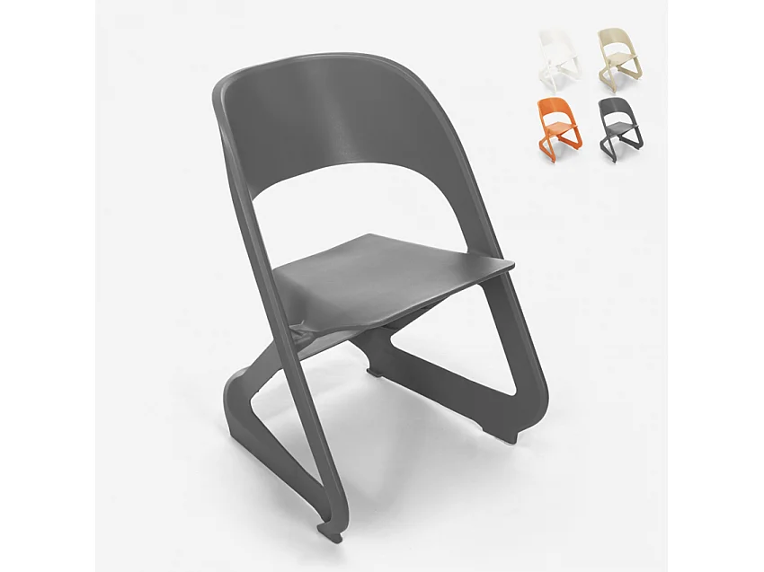 Sedia in plastica design moderno impilabile per bar feste ed eventi pubblici Nest - Grigio